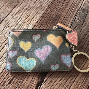 Dooney & Bourke Y2K Rainbow Crayon Hearts Keychain Wallet - Vintage!!
